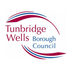 The Tunbridge Wells Borough Council logo, Tunbridge Wells is in red, Borough Council in blue with red and blue waves.