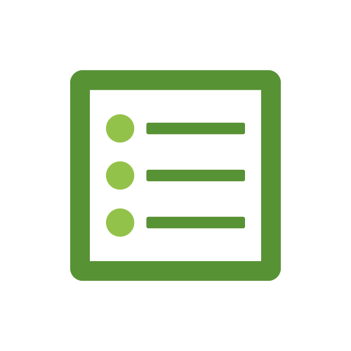 An icon in dark green of a document.
